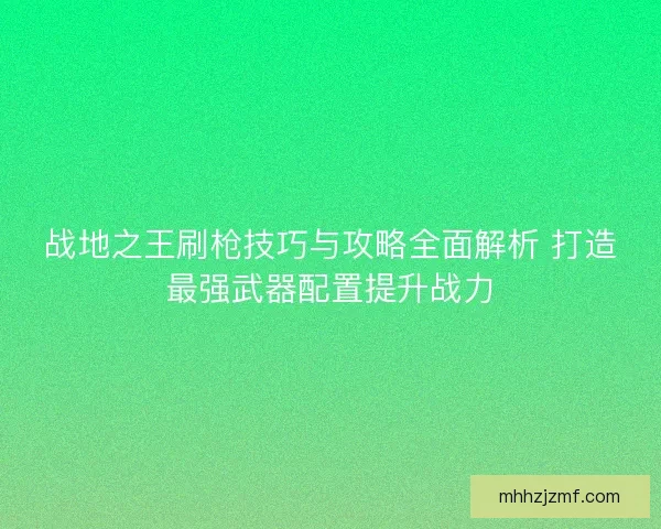 战地之王刷枪技巧与攻略全面解析 打造最强武器配置提升战力